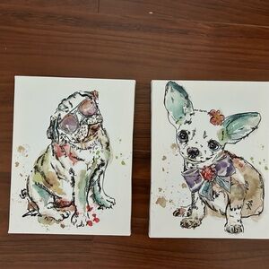 Two water color Dog paintings